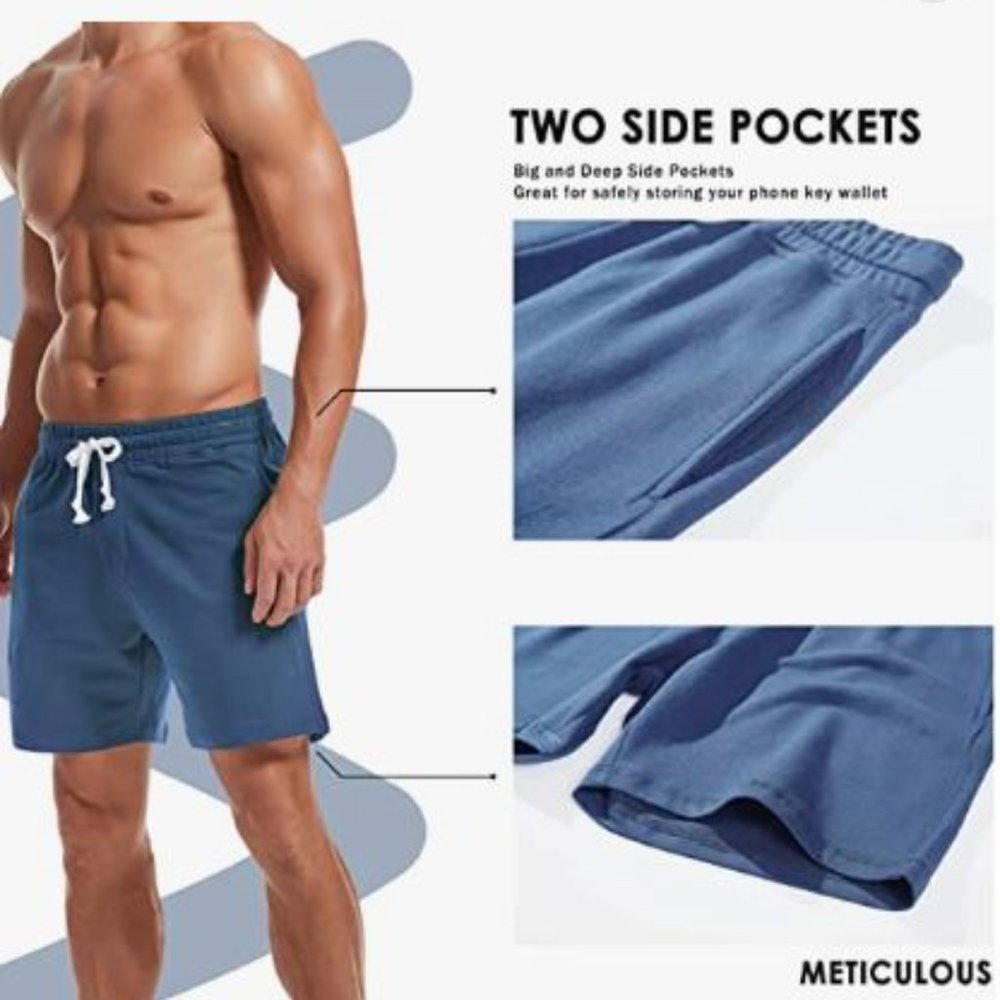 Mens Athletic Workout Shorts 5.5" Cotton Casual Shorts